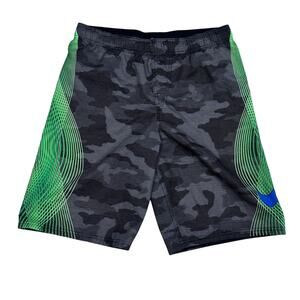 Nike Boys XL Camo Athletic Shorts Gray Green Swoosh